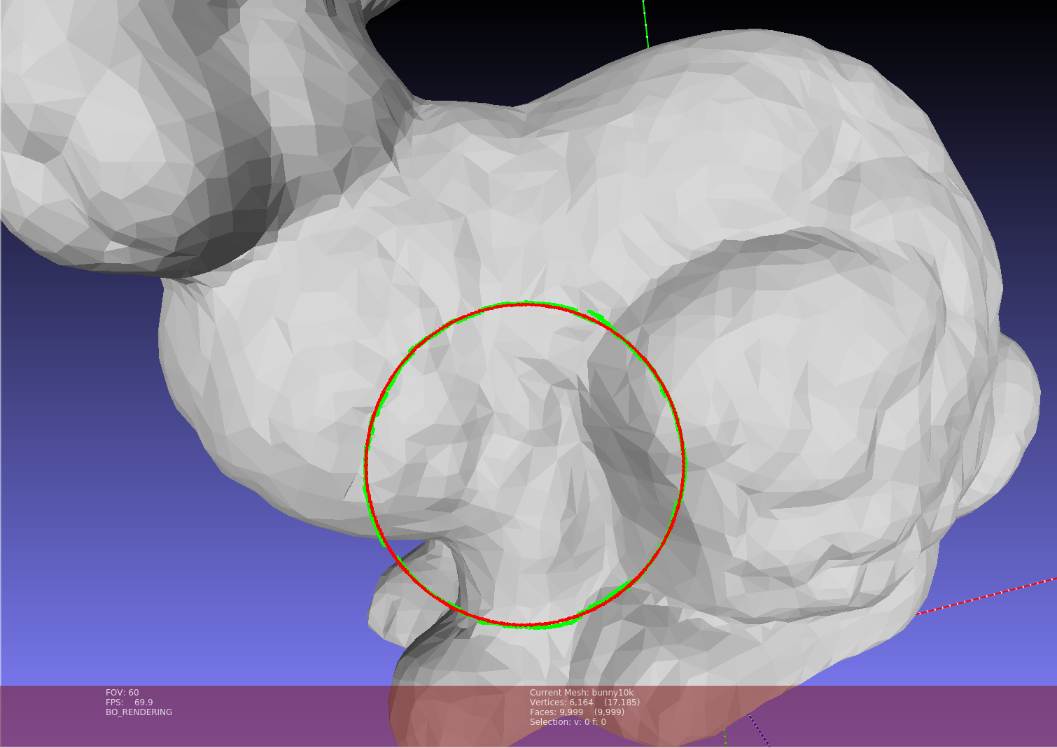 Figure: Ray shooting (front view). 