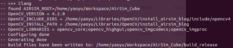 The terminal outputs when running build.sh.