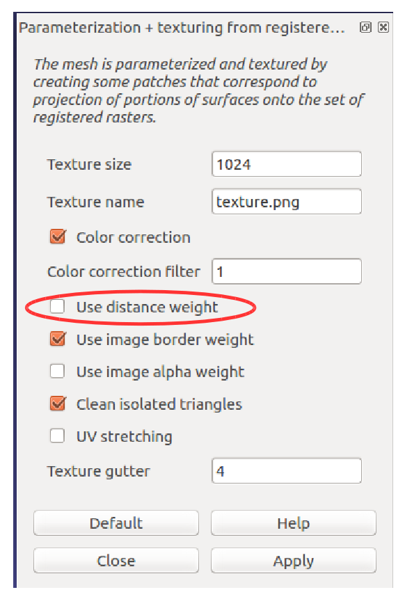 <img>Parameterization and texturing dialog.